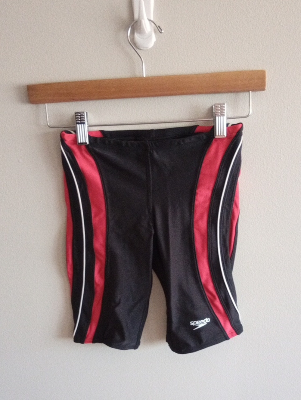 Speedo Mens Black & Red Rapid Spliced Jammer Swimsuit Size 28